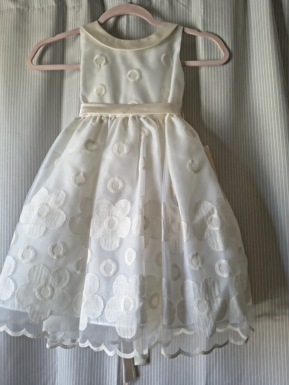 Girls' Ivory Floral Organza Party Dress Size 5